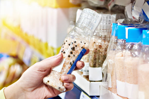 Himalayan salt in hand in store